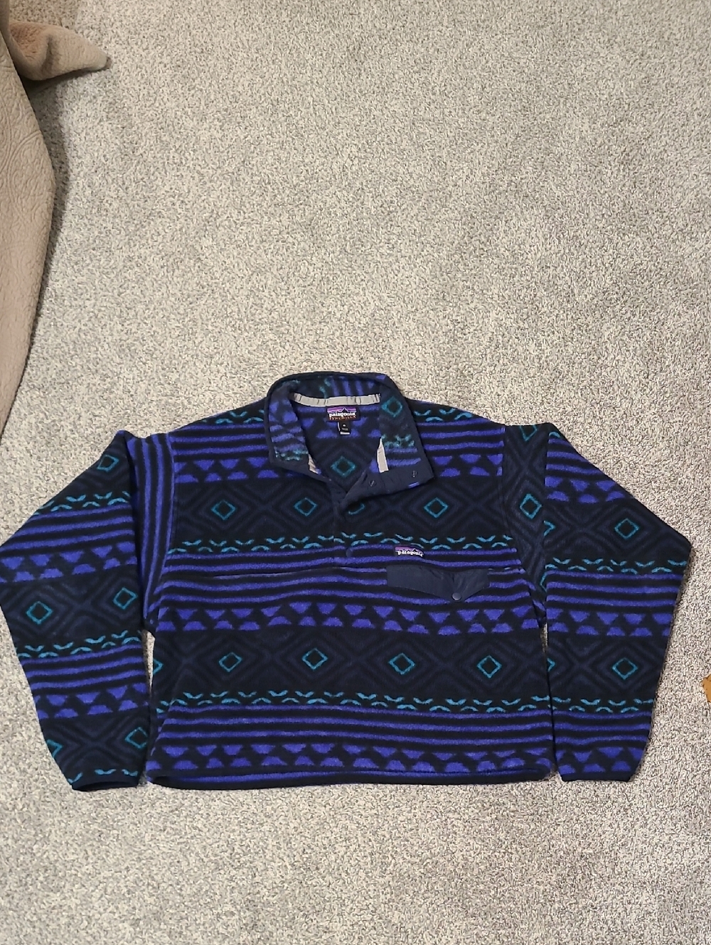 Cropped Patagonia Men's Synchilla Snap-T Pullover Saltillo: Navy Blue Size M